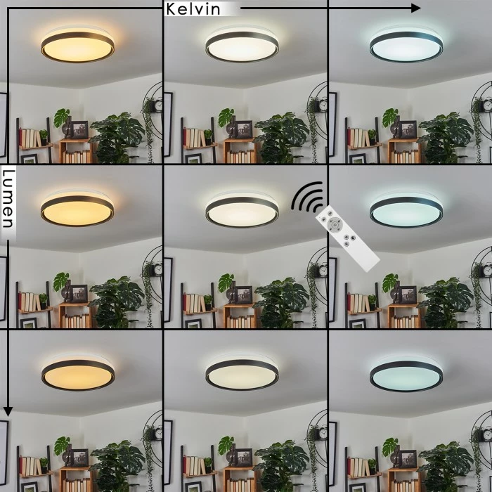 Hofstein Buris Deckenleuchte LED Schwarz, Weiß, 1-flammig, Fernbedienung 2 Hofstein Buris Deckenleuchte LED Schwarz, Weiß, 1-flammig, Fernbedienung – Bild 2