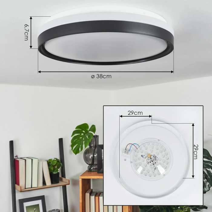 Hofstein Buris Deckenleuchte LED Schwarz, Weiß, 1-flammig, Fernbedienung 4 Hofstein Buris Deckenleuchte LED Schwarz, Weiß, 1-flammig, Fernbedienung – Bild 4