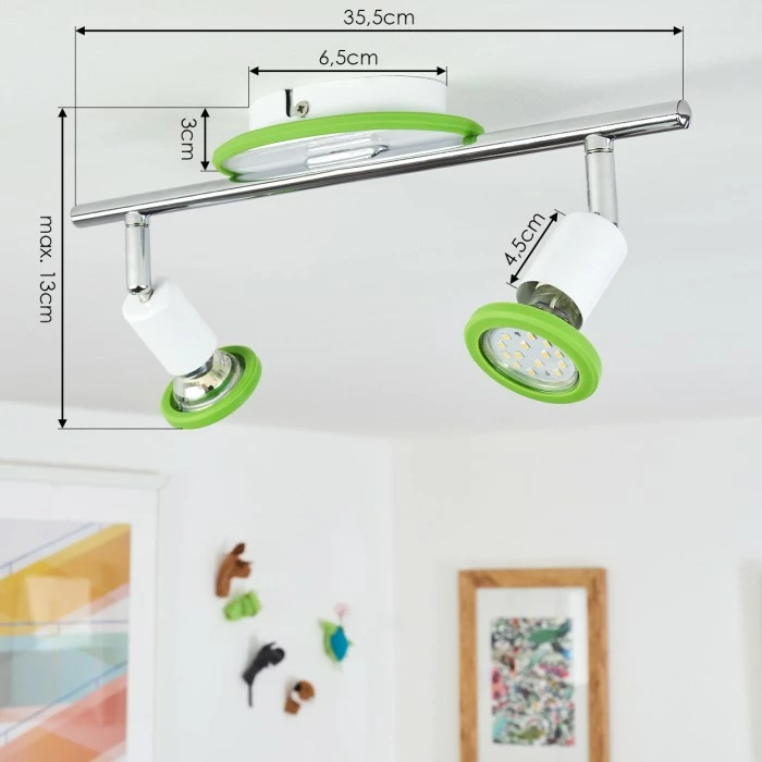 Hofstein Cabri Deckenleuchte LED Chrom, Grün, Weiß, 2-flammig 4 Hofstein Cabri Deckenleuchte LED Chrom, Grün, Weiß, 2-flammig – Bild 4