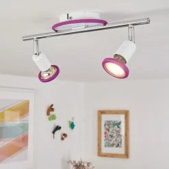 Hofstein Cabri Deckenleuchte LED Chrom, Weiß, Lila, 2-flammig