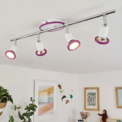 Hofstein Cabri Deckenleuchte LED Chrom, Weiß, Lila, 4-flammig