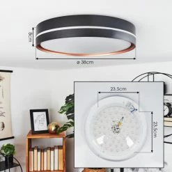 Hofstein Cachalot Deckenleuchte LED Schwarz, Kupferfarben, 1-flammig, Fernbedienung, Farbwechsler -LED Leuchten Verkäufe cachalot deckenleuchte h3550359 3