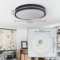 Hofstein Cachalot Deckenleuchte LED Schwarz, Kupferfarben, 1-flammig, Fernbedienung, Farbwechsler -LED Leuchten Verkäufe cachalot deckenleuchte h3550373 3