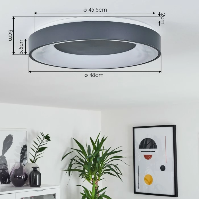 Hofstein Casina Deckenleuchte LED Anthrazit, Weiß, 1-flammig, Fernbedienung 4 Hofstein Casina Deckenleuchte LED Anthrazit, Weiß, 1-flammig, Fernbedienung – Bild 4