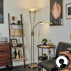 Hofstein Cavate Deckenfluter LED Messing, 2-flammig