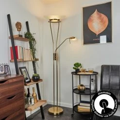 Hofstein Cavate Deckenfluter LED Altmessing, 2-flammig