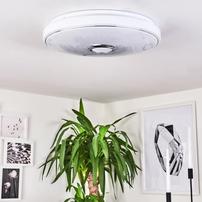 Hofstein Cham Deckenleuchte LED Chrom, Weiß, 2-flammig, Fernbedienung, Farbwechsler 5 Hofstein Cham Deckenleuchte LED Chrom, Weiß, 2-flammig, Fernbedienung, Farbwechsler – Bild 5