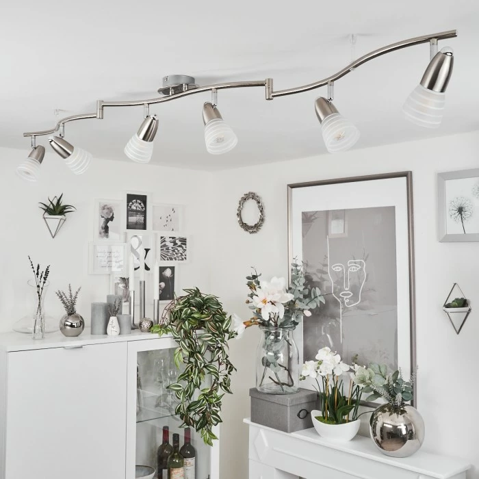 Hofstein Chapod Deckenleuchte LED Nickel-Matt, Chrom, 6-flammig 2 Hofstein Chapod Deckenleuchte LED Nickel-Matt, Chrom, 6-flammig – Bild 2