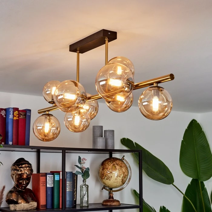 Hofstein Chehalis Deckenleuchte LED Messing, Schwarz, 9-flammig 7 Hofstein Chehalis Deckenleuchte LED Messing, Schwarz, 9-flammig – Bild 7