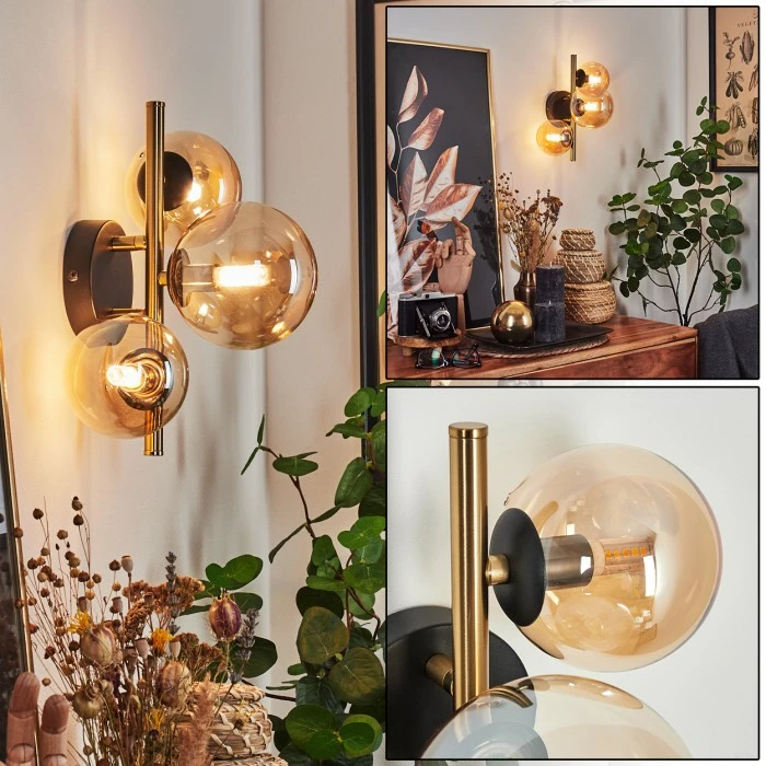 Hofstein Chehalis Deckenleuchte LED Messing, Schwarz, 3-flammig 1 Hofstein Chehalis Deckenleuchte LED Messing, Schwarz, 3-flammig