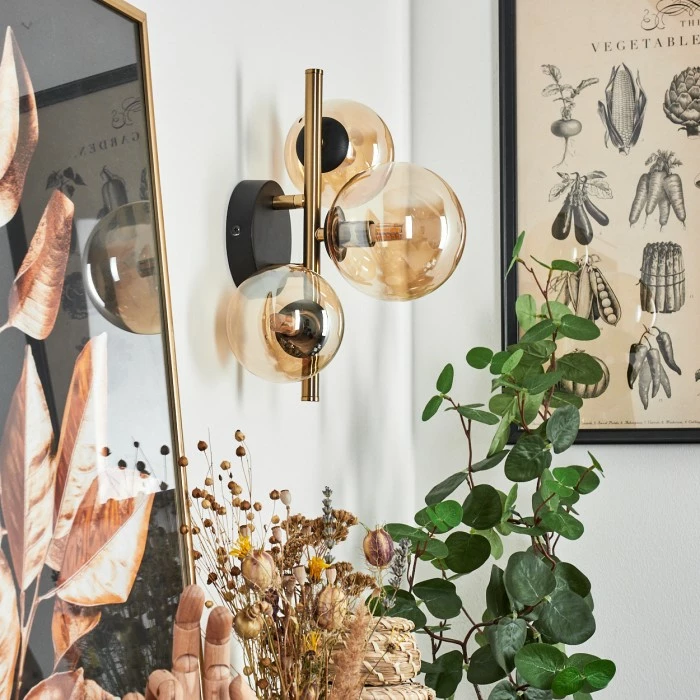 Hofstein Chehalis Deckenleuchte LED Messing, Schwarz, 3-flammig 2 Hofstein Chehalis Deckenleuchte LED Messing, Schwarz, 3-flammig – Bild 2