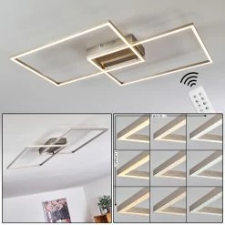 Hofstein Cheka Deckenleuchte LED Nickel-Matt, 2-flammig, Fernbedienung