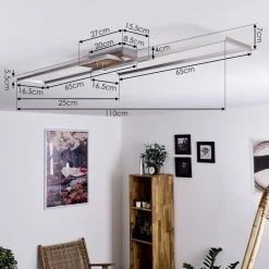 Hofstein Cheka Deckenleuchte LED Nickel-Matt, Braun, 2-flammig, Fernbedienung -LED Leuchten Verkäufe cheka deckenleuchte h3383698 3