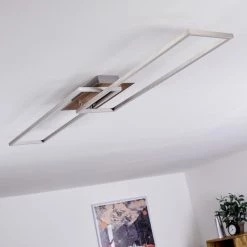 Hofstein Cheka Deckenleuchte LED Nickel-Matt, Braun, 2-flammig, Fernbedienung -LED Leuchten Verkäufe cheka deckenleuchte h3383698 8