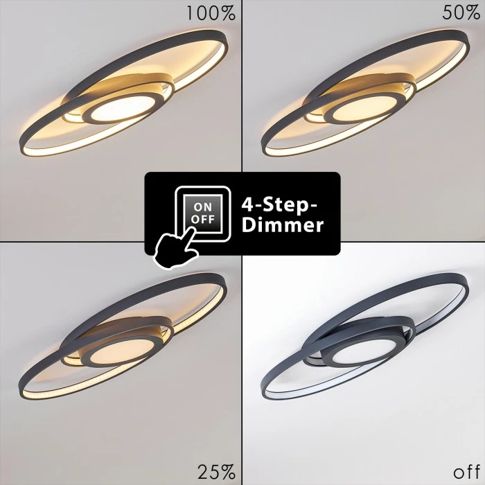 Hofstein Chunky Deckenleuchte LED Grau, 1-flammig 6 Hofstein Chunky Deckenleuchte LED Grau, 1-flammig – Bild 6