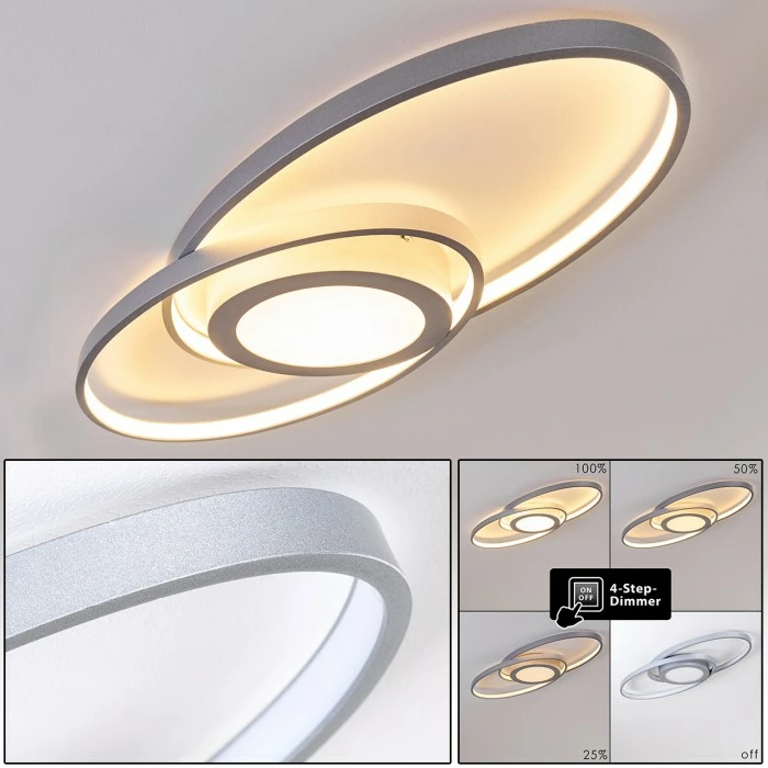 Hofstein Chunky Deckenleuchte LED Silber, 1-flammig 1 Hofstein Chunky Deckenleuchte LED Silber, 1-flammig