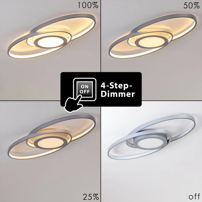 Hofstein Chunky Deckenleuchte LED Silber, 1-flammig 6 Hofstein Chunky Deckenleuchte LED Silber, 1-flammig – Bild 6