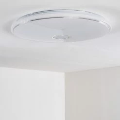 Hofstein Cirque Deckenleuchte LED Chrom, 1-flammig, Fernbedienung, Farbwechsler -LED Leuchten Verkäufe cirque deckenleuchte h3110539 do1 18