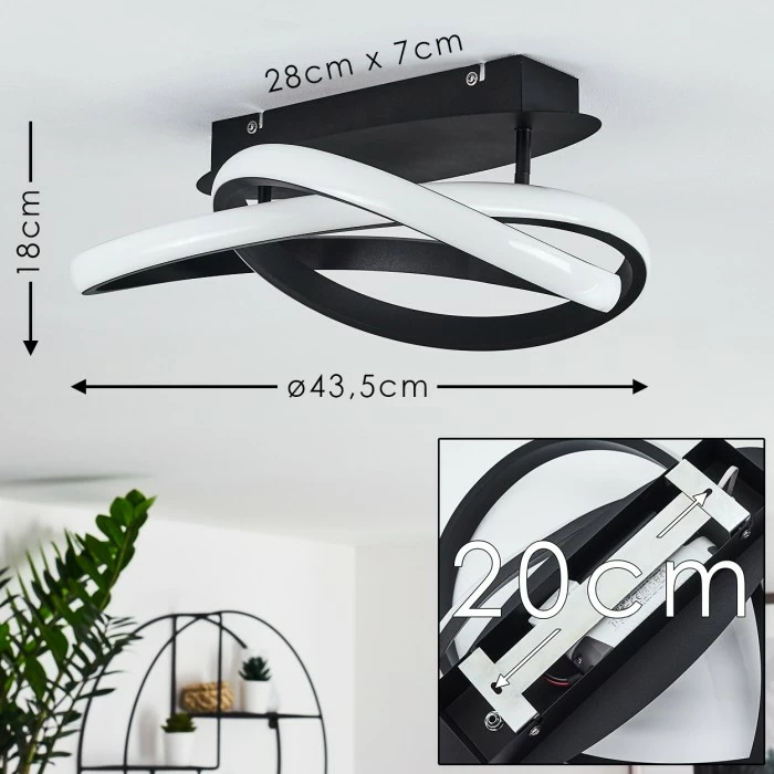 Hofstein Cochato Deckenleuchte LED Schwarz, Weiß, 2-flammig 2 Hofstein Cochato Deckenleuchte LED Schwarz, Weiß, 2-flammig – Bild 2