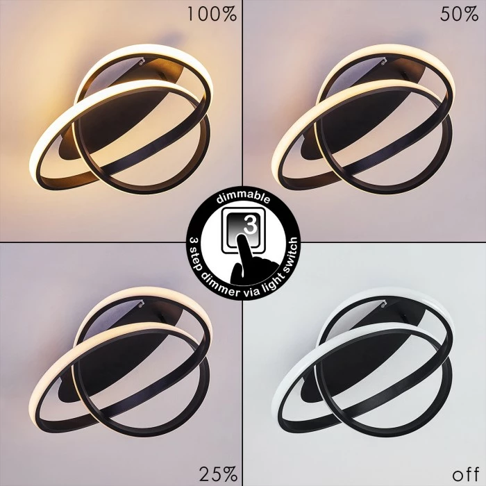 Hofstein Cochato Deckenleuchte LED Schwarz, Weiß, 2-flammig 7 Hofstein Cochato Deckenleuchte LED Schwarz, Weiß, 2-flammig – Bild 7