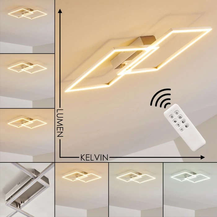Hofstein Colombero Deckenleuchte LED Silber, 2-flammig, Fernbedienung 1 Hofstein Colombero Deckenleuchte LED Silber, 2-flammig, Fernbedienung