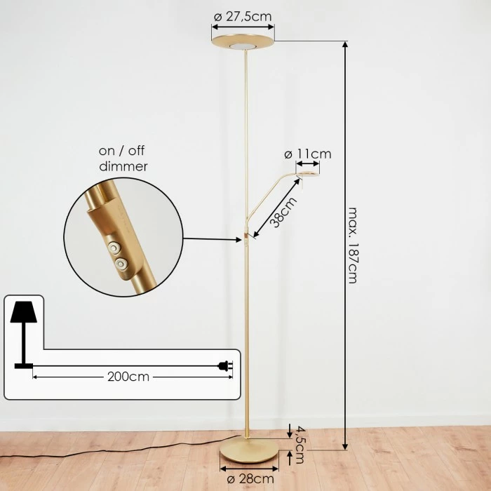 Hofstein Confluencia Deckenfluter LED Messing, 2-flammig 4 Hofstein Confluencia Deckenfluter LED Messing, 2-flammig – Bild 4