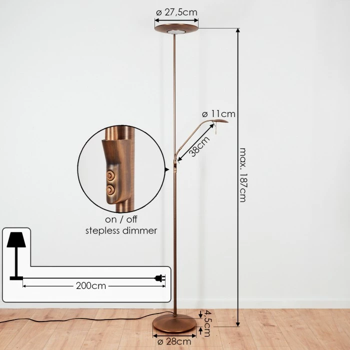 Hofstein Confluencia Deckenfluter LED Bronze, 2-flammig 4 Hofstein Confluencia Deckenfluter LED Bronze, 2-flammig – Bild 4
