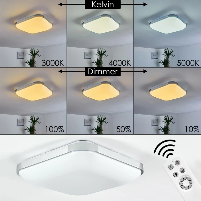 Hofstein Corinth Deckenpanel LED Silber, 1-flammig, Fernbedienung 12 Hofstein Corinth Deckenpanel LED Silber, 1-flammig, Fernbedienung – Bild 12