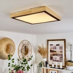 Hofstein Corinto Deckenpanel LED Schwarz, Naturfarben, 1-flammig