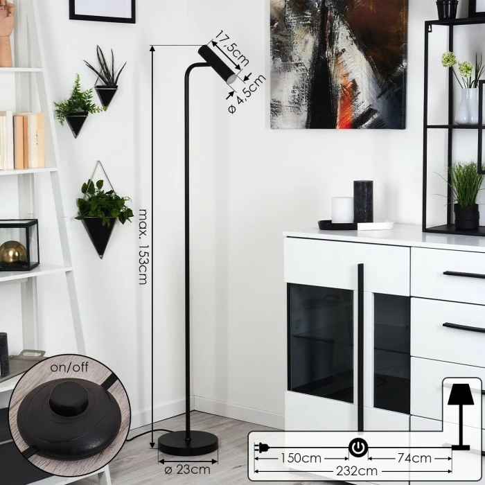 Hofstein Dalheim Stehleuchte LED Schwarz, 1-flammig 4 Hofstein Dalheim Stehleuchte LED Schwarz, 1-flammig – Bild 4