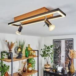 Hofstein Deadwood Deckenleuchte LED Chrom, Braun, Holzoptik, 3-flammig