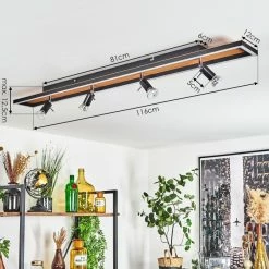 Hofstein Deadwood Deckenleuchte LED Chrom, Schwarz, Braun, Holzoptik, 5-flammig -LED Leuchten Verkäufe deadwood deckenleuchte h3561355 3