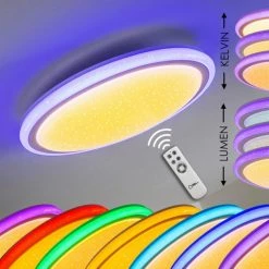 Hofstein Deckenleuchte Bermeo LED Weiß, 2-flammig, Fernbedienung, Farbwechsler