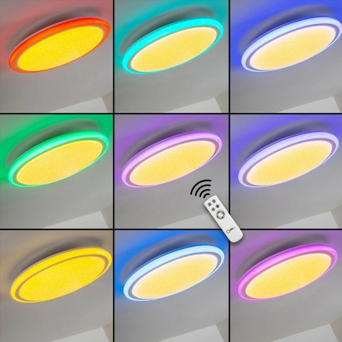 Hofstein Deckenleuchte Bermeo LED Weiß, 2-flammig, Fernbedienung, Farbwechsler 2 Hofstein Deckenleuchte Bermeo LED Weiß, 2-flammig, Fernbedienung, Farbwechsler – Bild 2