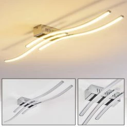 Hofstein Deckenleuchte Birches LED Nickel-Matt, Chrom, 3-flammig