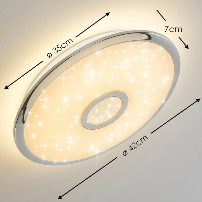 Hofstein Deckenleuchte Jamton LED Chrom, 1-flammig, Fernbedienung 2 Hofstein Deckenleuchte Jamton LED Chrom, 1-flammig, Fernbedienung – Bild 2