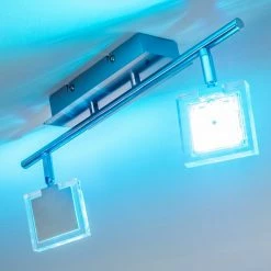 Hofstein Deckenleuchte Ritsem LED Nickel-Matt, Chrom, 2-flammig, Fernbedienung, Farbwechsler -LED Leuchten Verkäufe deckenleuchte ritsem h3007341 17
