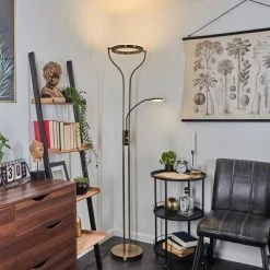 Hofstein Donna Deckenfluter LED Altmessing, 2-flammig