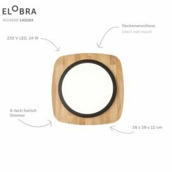 Elobra Kinderleuchten Elobra Argentina Deckenleuchte LED Schwarz, Naturfarben, 1-flammig -LED Leuchten Verkäufe elobra argentina deckenleuchte 140284 2