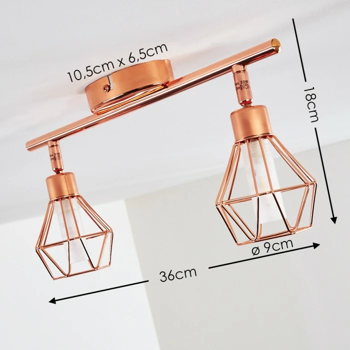 Hofstein Ferrand Deckenleuchte LED Kupferfarben, 2-flammig 2 Hofstein Ferrand Deckenleuchte LED Kupferfarben, 2-flammig – Bild 2
