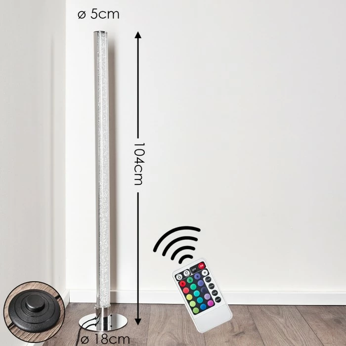 Hofstein Flaut Stehleuchte LED Chrom, 1-flammig, Fernbedienung, Farbwechsler 2 Hofstein Flaut Stehleuchte LED Chrom, 1-flammig, Fernbedienung, Farbwechsler – Bild 2