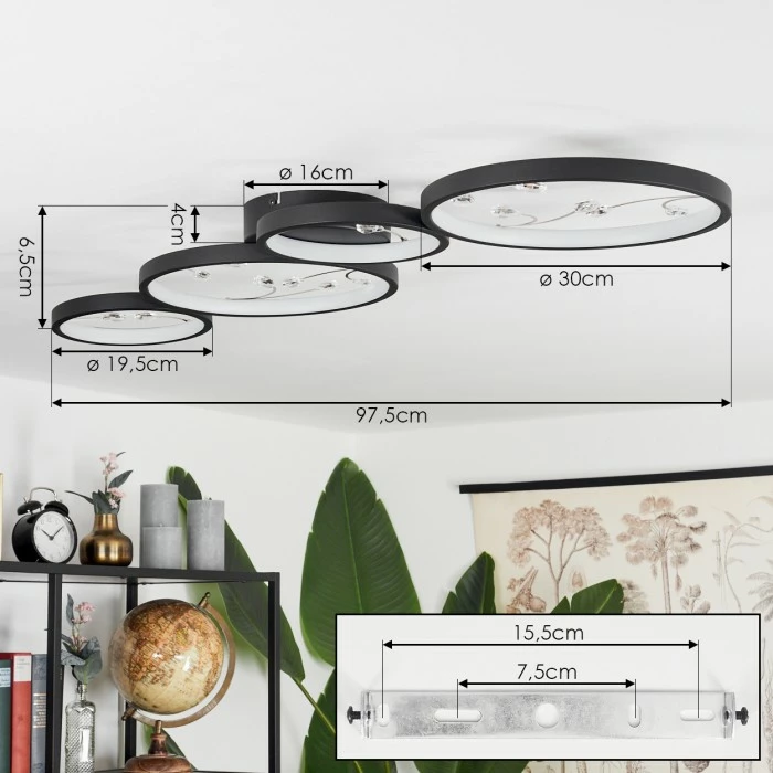 Hofstein Fombillou Deckenleuchte LED Schwarz, 1-flammig 4 Hofstein Fombillou Deckenleuchte LED Schwarz, 1-flammig – Bild 4