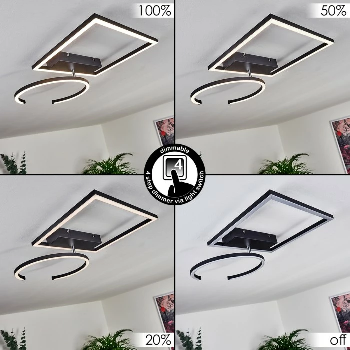 Hofstein Frederick Deckenleuchte LED Schwarz, Weiß, 1-flammig 2 Hofstein Frederick Deckenleuchte LED Schwarz, Weiß, 1-flammig – Bild 2