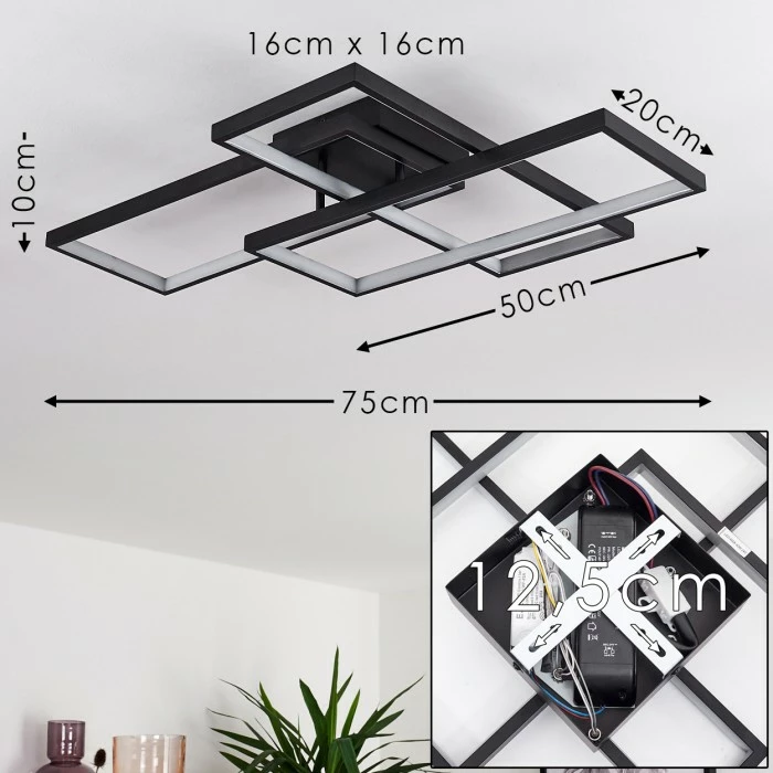 Hofstein Ghana Deckenleuchte LED Schwarz, 3-flammig, Fernbedienung, Farbwechsler 2 Hofstein Ghana Deckenleuchte LED Schwarz, 3-flammig, Fernbedienung, Farbwechsler – Bild 2