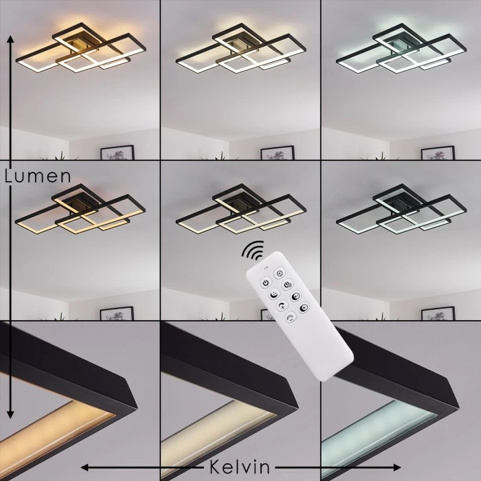 Hofstein Ghana Deckenleuchte LED Schwarz, 3-flammig, Fernbedienung, Farbwechsler 5 Hofstein Ghana Deckenleuchte LED Schwarz, 3-flammig, Fernbedienung, Farbwechsler – Bild 5
