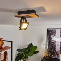 Hofstein Giresta Deckenleuchte LED Schwarz, Braun, 1-flammig