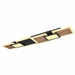 Globo CAROLINE Deckenleuchte LED Schwarz, Holzoptik, 1-flammig