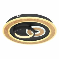 Globo CHESSY Deckenleuchte LED Schwarz, Weiß, Holzoptik, 1-flammig, Fernbedienung -LED Leuchten Verkäufe globo chessy deckenleuchte 48551 40sh 4