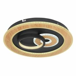 Globo CHESSY Deckenleuchte LED Schwarz, Weiß, Holzoptik, 1-flammig, Fernbedienung -LED Leuchten Verkäufe globo chessy deckenleuchte 48551 40sh 6