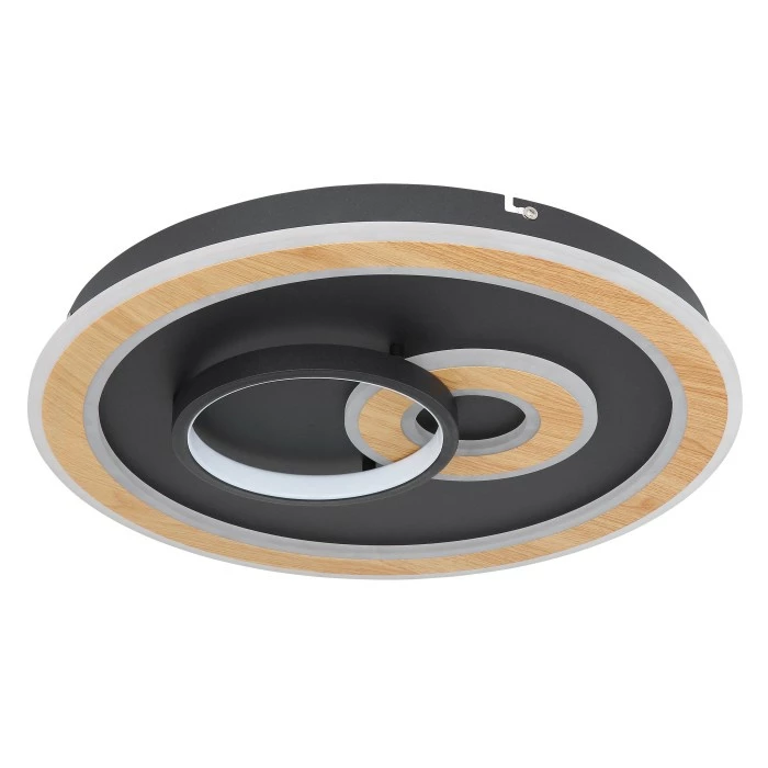 Globo CHESSY Deckenleuchte LED Schwarz, Weiß, Holzoptik, 1-flammig, Fernbedienung 2 Globo CHESSY Deckenleuchte LED Schwarz, Weiß, Holzoptik, 1-flammig, Fernbedienung – Bild 2